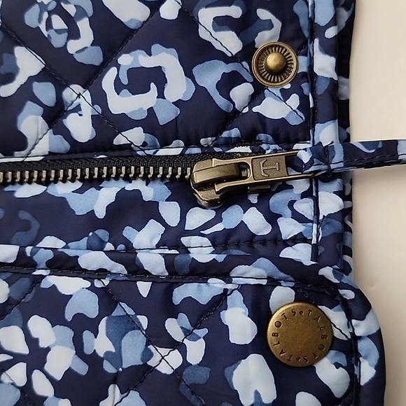 NWT Talbots Quilted Blue Abstract Leopard Diamond Print Vest Size Large Petites - Picture 10 of 16